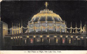 Salt Lake City Utah 1912 Postcard Salt Palace at Night