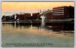 Hudson River Collar & Cuff District Factories, Troy NY Postcard, Local Publisher