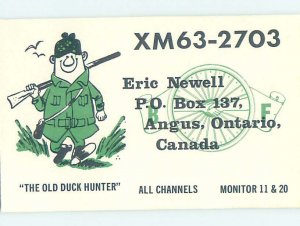 Pre-1980 RADIO CARD - CB HAM OR QSL Angus - Near Barrie Ontario ON AH2028