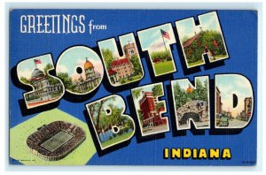 Greetings From South Bend IN Indiana Multi-view Postcard (AO20)