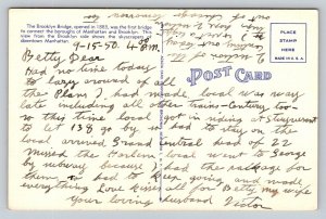 1950 Brooklyn Bridge  New York    Postcard