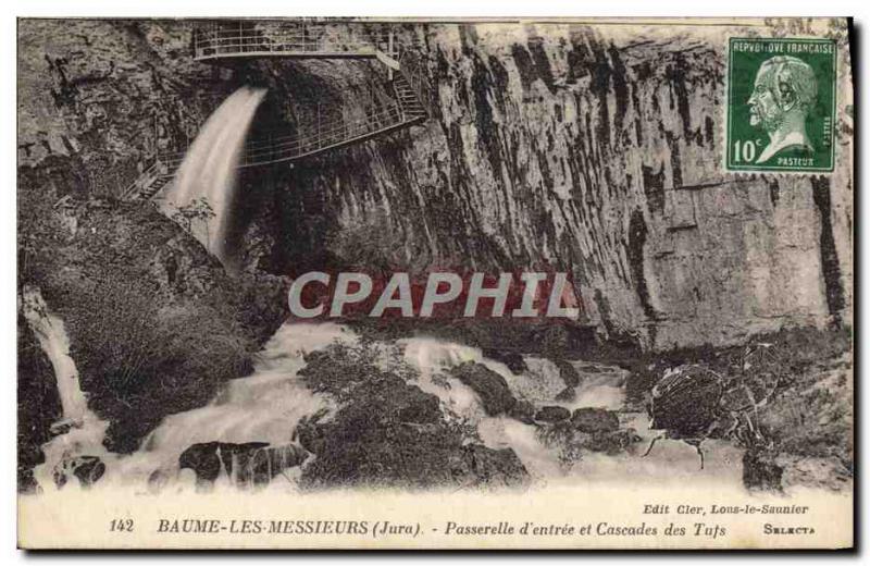 Old Postcard Baume Les Messieurs Footbridge & # 39entree and Cascades Tuffs