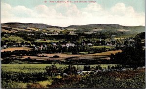 K12/ New Lebanon New York Postcard c1910 Shaker Village Birdseye 294