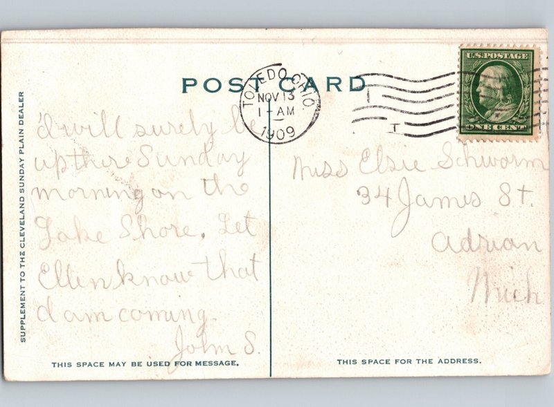 c1909 The Masonic Temple Toledo Ohio OH Lucas County Postcard