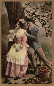 Vintage Postcard 1914 Romance My Love For You Flows Swift & Deep Under Tree Art