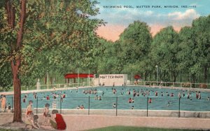 Vintage Postcard Swimming Pool Matter Park Marion Indiana IND