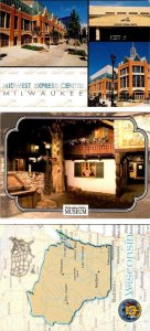 3~4X6 Postcards  Milwaukee, WI Wisconsin  MIDWEST EXPRESS CENTER~MUSEUM~MAP CARD