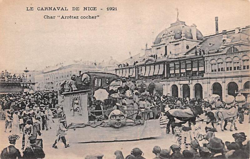 Le Carnaval De Nice 1921 Char Arretez Cocher Unused 