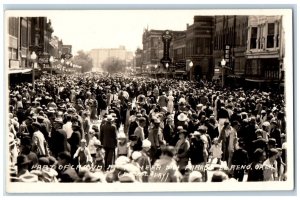 El Reno Oklahoma OK Postcard RPPC Photo Pioneer Day Parade Coca Cola Crowded