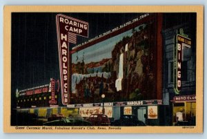 Reno Nevada NV Postcard Giant Ceramic Mural Fabulous Harold's Club c1940 Vintage