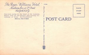 Vintage Postcard 1930s The Roger Williams Hotel Studio Room Kitchenette New York
