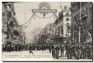 Old Postcard Marseille Great party presidential Cannebiere The Crowd waiting ...