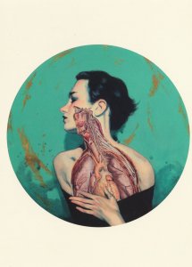 Glamour Anatomy Heart Lungs Graphic Art 8x6 Painting Postcard