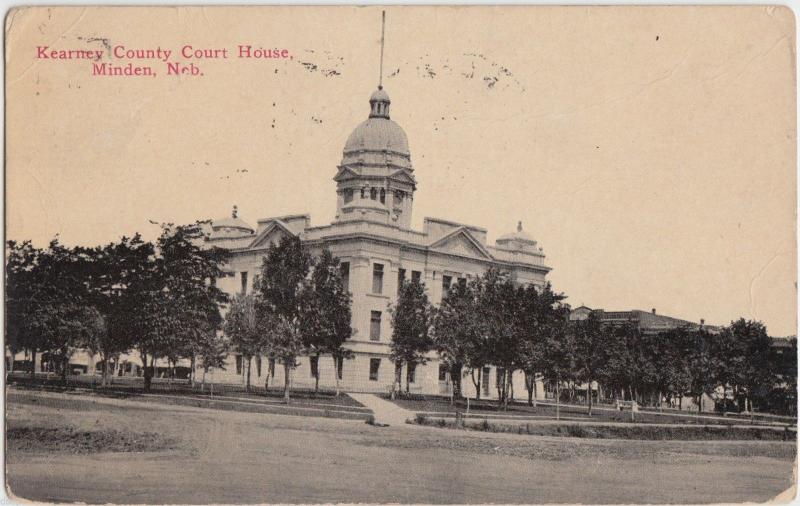 c1910 MINDEN Nebraska Nebr Postcard KEARNEY COUNTY COURT HOUSE