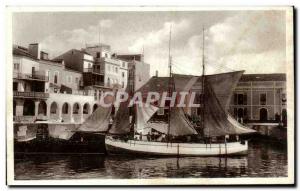 Postcard Old barco costerio No. caes Ponta Delgada Sao Miguel Acores Boat