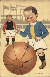 Boys Playing Soccer Football THE MATCH - Great Art Netherlands Postcard 1920