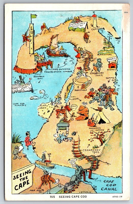 Artist LB Robbins~Cape Cod MA~”Seeing The Cape”~Comic Cartoon Map ...