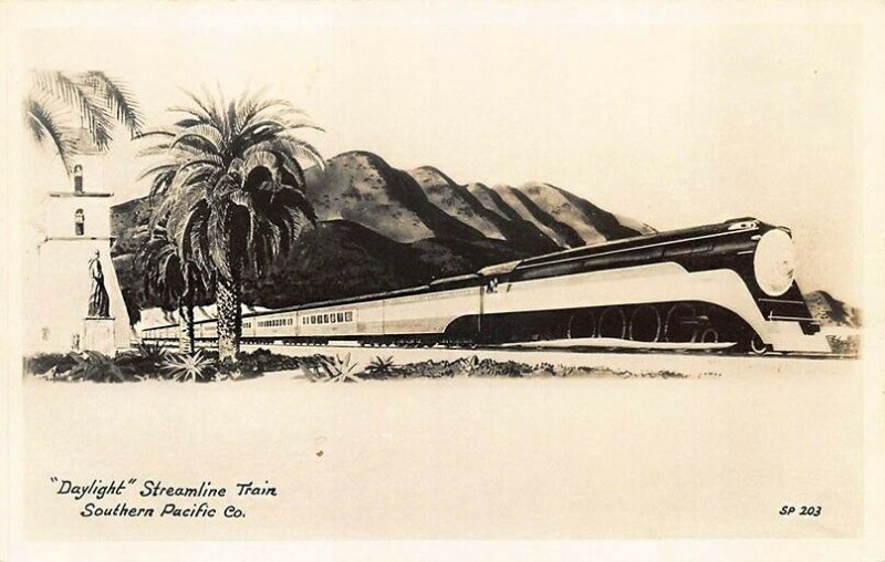 Southern Pacific SP 203 Train Daylight Los Angeles To San Francisco RPPC
