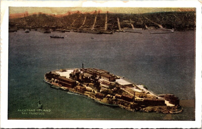 Alcatraz Island Rock US Army Red Prison WB Postcard UNP VTG Unused Vintage 