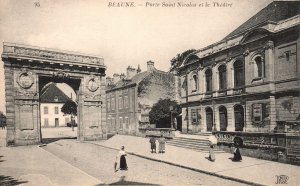 Vintage Postcard Porte Saint Nicolas Et Le Theatre Historical landmark Beaune