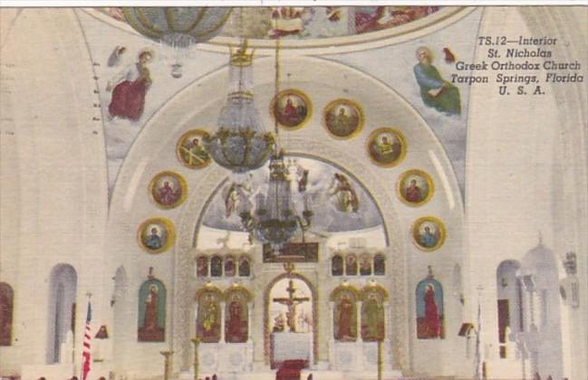 Florida Tarpon Springs St Nicholas Greek Orthodox Church Interior 1960 Curteich