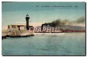 Old Postcard Lighthouse Le Havre L & # 39entree piers and boat Have