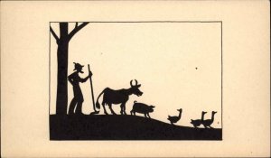 Artist Isabel Smith Agriculture Silhouette Block Print c1910 Vintage Postcard