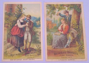 1800s Lot of 2 Reynolds Brothers Shoes Zanesville Charles Brendel Trade Card