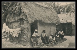 Jamaica Vintage Unused Postcard Natives resting  After day's  Work Banana Fields