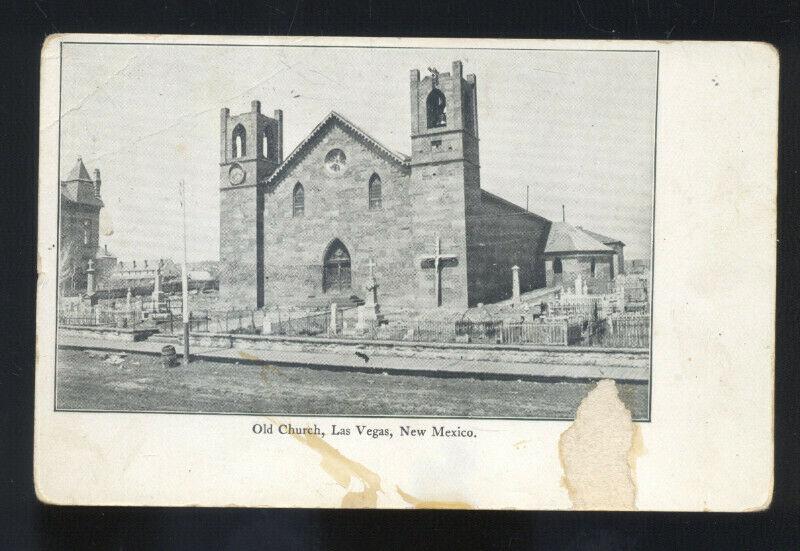 LAS VEGAS NEW MEXICO OLD CHURCH BUILDING ANTIQUE VINTAGE N.M. POSTCARD