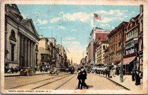 View on North Pearl Street, Albany NY c1920 Vintage Postcard S48