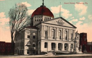 1914 Courthouse Towanda Pennsylvania Historic Building Landmark Posted Postcard