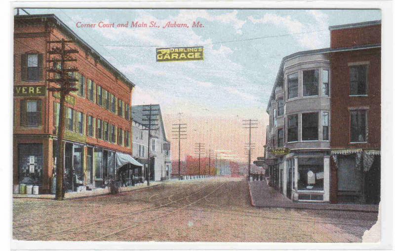 Court & Main Street Auburn Maine 1910c postcard