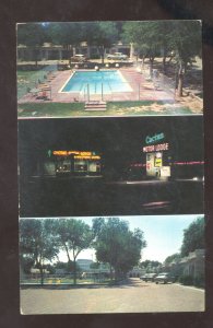 TUCUMCARI NEW MEXICO CACTUS LODGE MOTEL AT NIGHT VINTAGE ADVERTISING POSTCARD