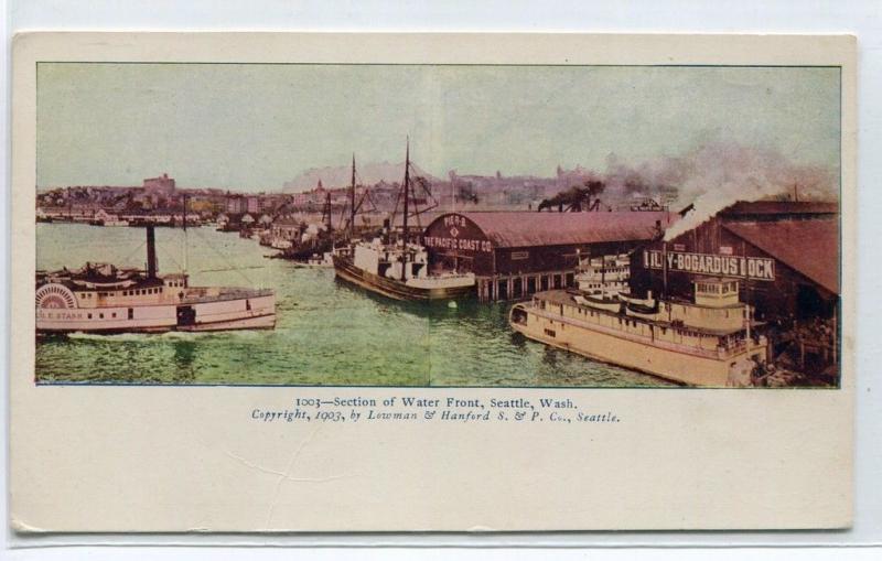 Waterfront Steamers Seattle Washington 1907c postcard