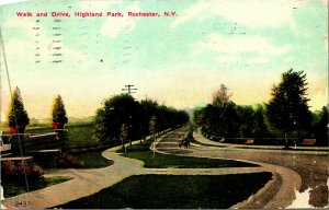 Walk and Drive Highland Park Rochester New York NY 1911 DB Postcard B5