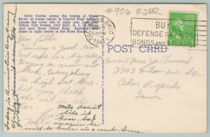 Columbus Ohio~Birdseye Downtown Civic Center~1940s Linen Postcard