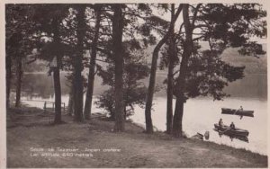 Gour De Tazenat Crater Rowing Boat Boats Vintage Real Photo Postcard