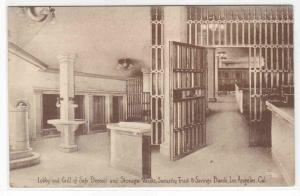 Lobby Grill Safe Deposit Storage Vaults Security Trust Bank Los Angeles postcard