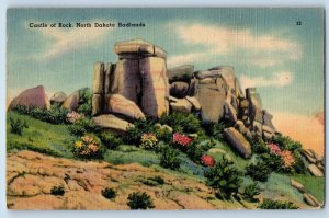 Badlands North Dakota Postcard Castle Of Rock North Dakota Badlands 1940 Vintage