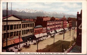 Postcard Main Street Showing Z.C.M.I. Building in Salt Lake City, Utah