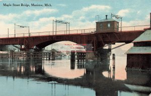 MI, Manistee, Michigan, Maple Street Bridge, 1913 PM, Curteich No A-8161