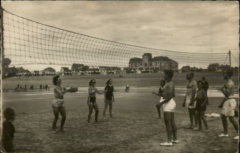 Beach Volleyball Game CAYEUX France Real Photo Postcard