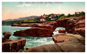 Postcard CA San Diego - Sphinx Head La Jolla