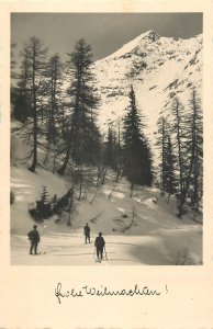 Mountaineering Austria ski area Christmas greetings postcard