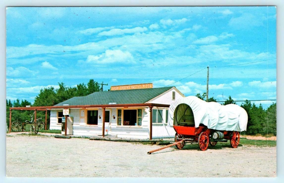 RAPID RIVER, Michigan MI Roadside THE COVERED WAGON Restaurant c1960s