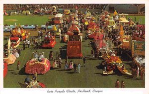 Rose Parade Floats Multnomah Stadium Portland Oregon 1950s postcard