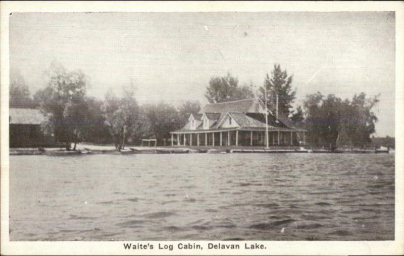 Waite's Log Cabin Delavan Lake WI c1915 Postcard