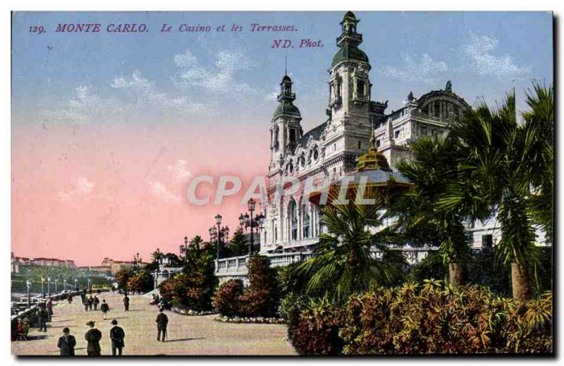 Old Postcard Monte Carlo Casino and Les Terrasses