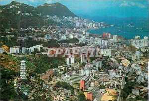 Modern Postcard View Overlooking the Tiger Balm Garden Towards the Victoria City